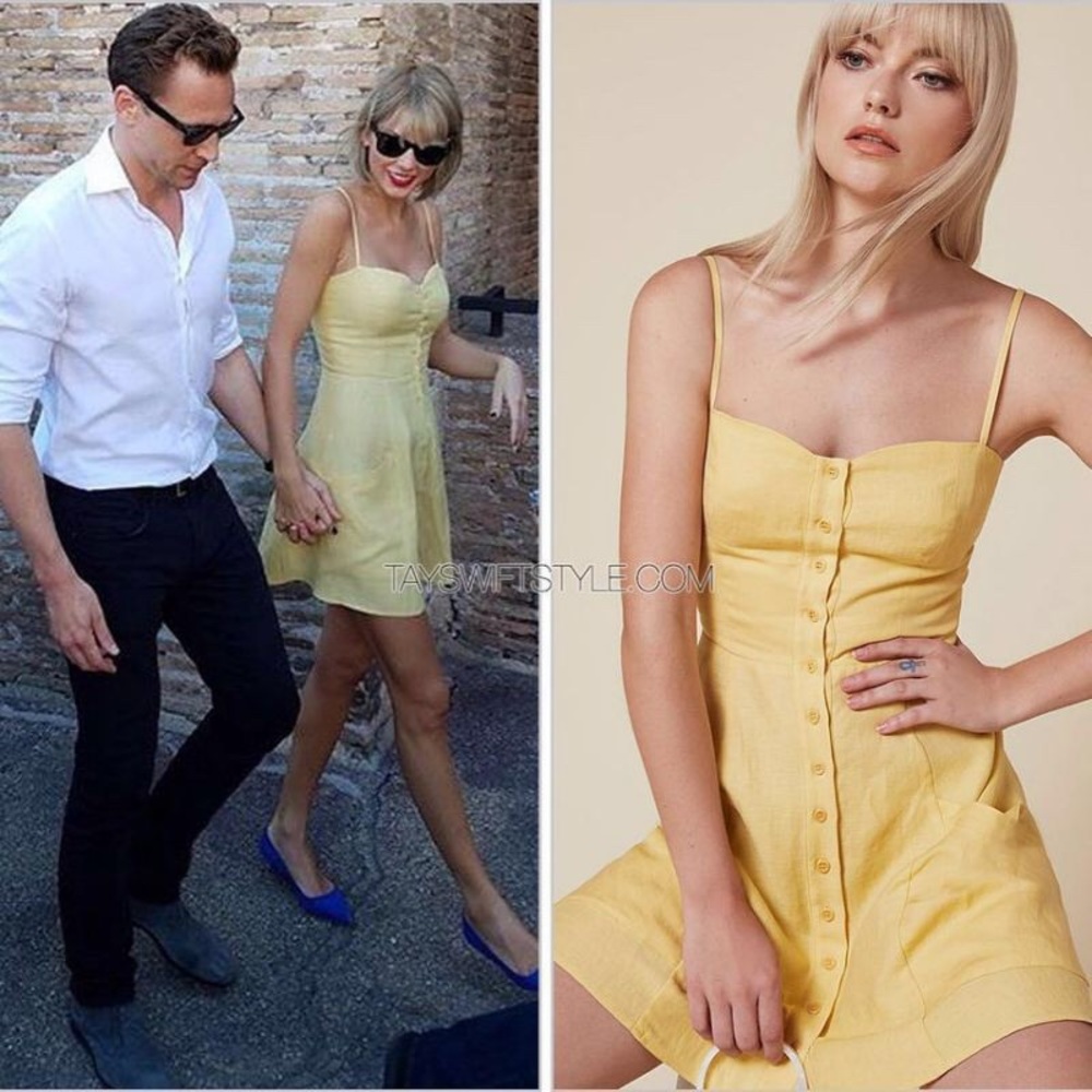 Yellow Cotton Blend Button Up Summer Dress